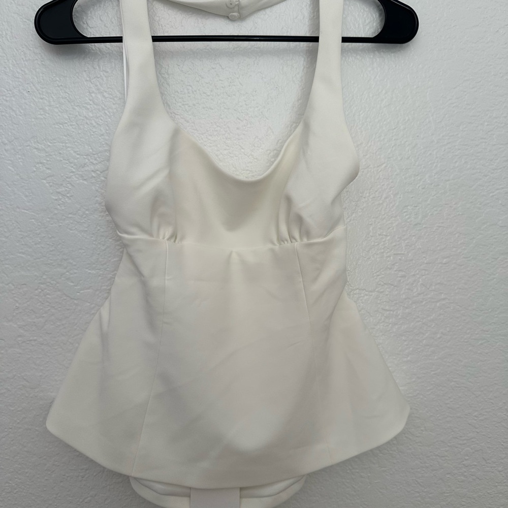 Zara Cream Structured Peplum Tank Top